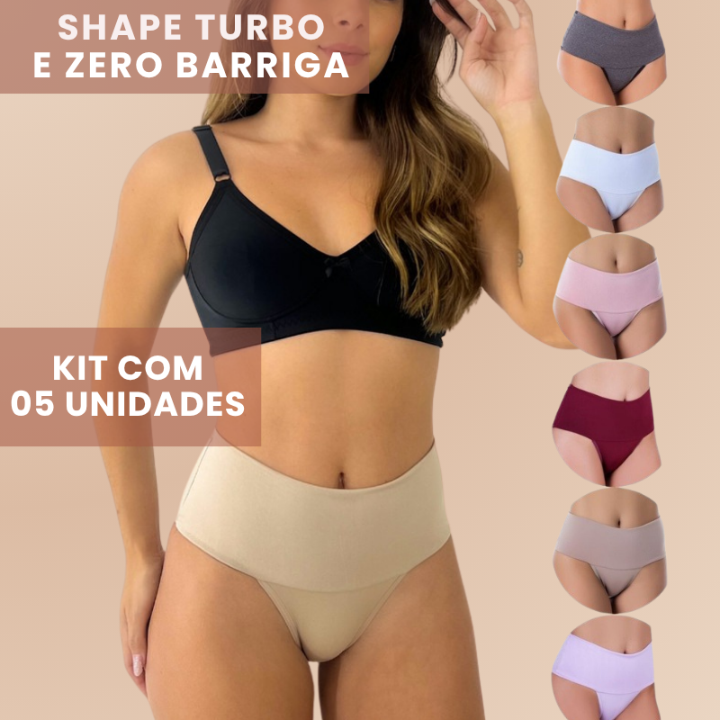 Kit 5 Calcinhas Shape Turbo e Zero Barriga